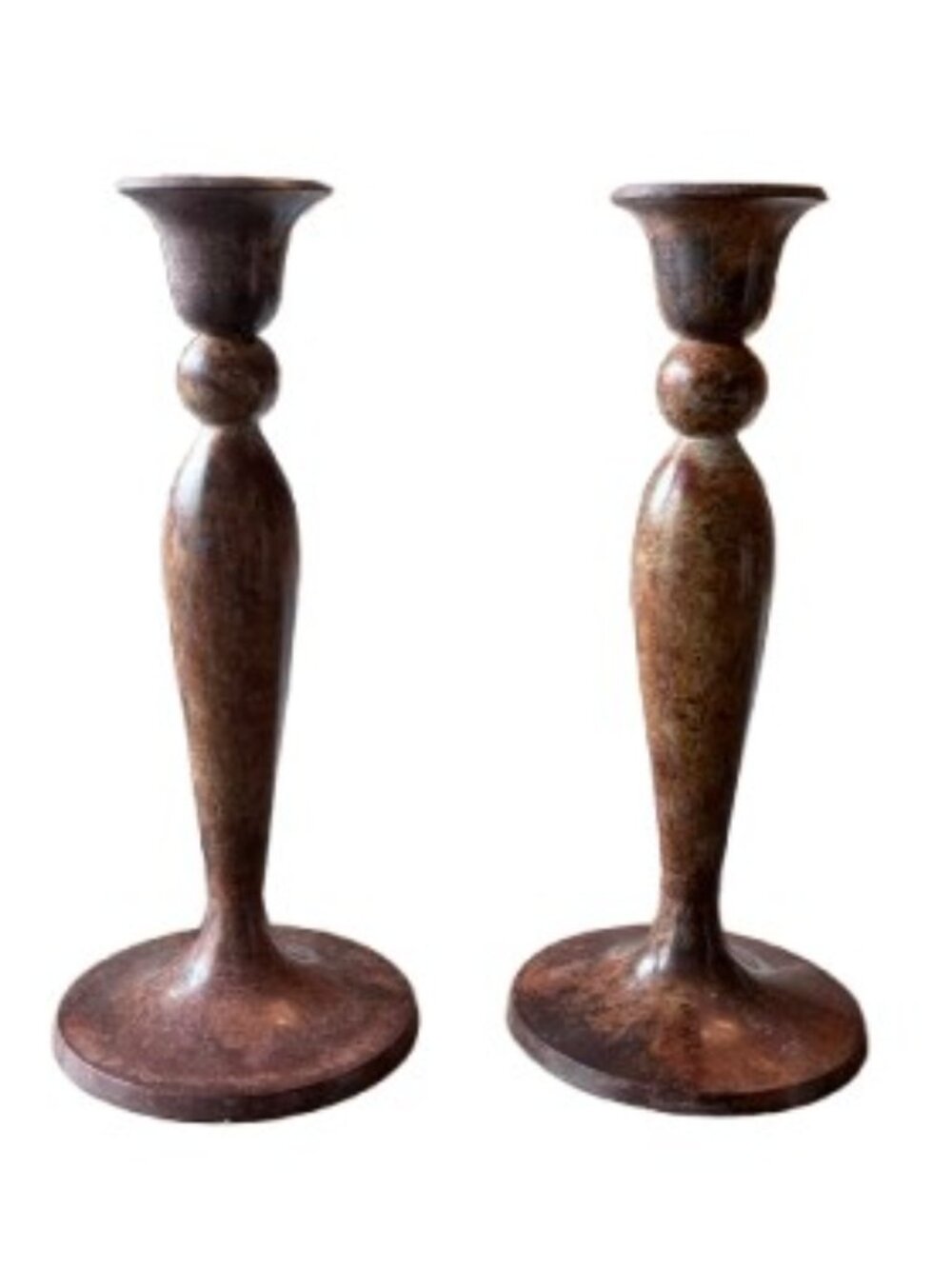 The Bombay Company VINTAGE Patinaed Metal Candle Stick Holder Set (2) - NWOT